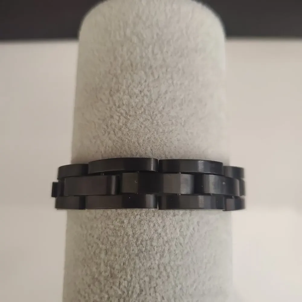 Mens Matte Black Stainless Steel Link ID Bracelet 7.75 Inch Industrial‎ Sleek